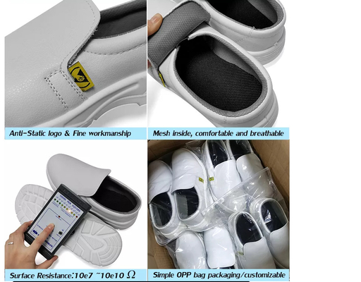 Temiz Oda ESD Anti Statik Ayakkabı Çelik Burunlu Nefes Alabilir Güvenlik Ayakkabısı