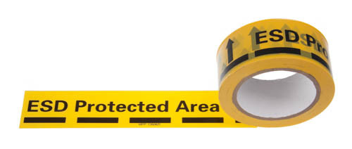 ESD PVC / PE Sarı Renkli ve Siyah Boyalı Antistatik Yapıştırıcı Uyarı Teyp