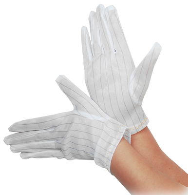 Güvenlik Beyaz Antistatik Şerit Polyester ESD İş Eldivenleri Temiz Oda Elektronik Endüstrisi