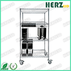Anti Static Stainless Steel Rack With Wheels / 4 Layers Chrome Plated Wire Shelves