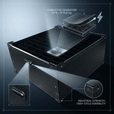 Anti-statik PP dalgalanmış levha iletken ESD Plastik Çürük Tahta Kutu Ekleme Bölgesi için Özel Kesim
